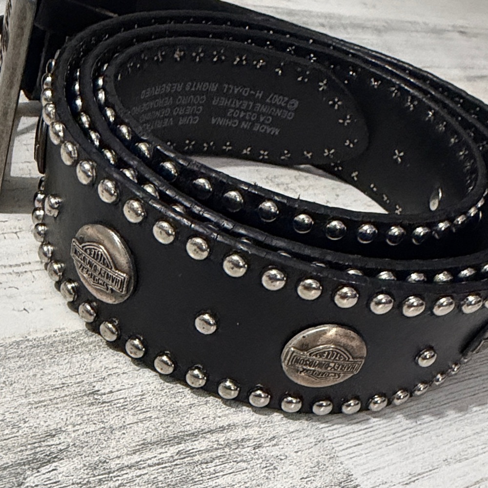 Harley-Davidson Black and Silver Men's Belt Size XL - Picture 2 of 10